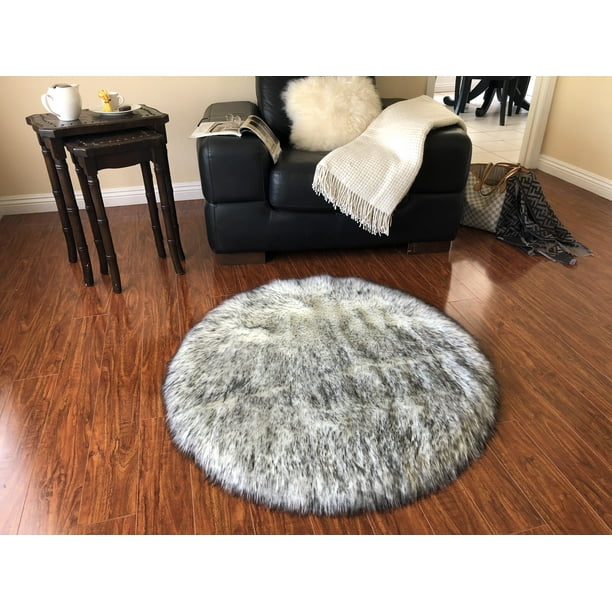 Round Black Faux Fur Rug Floor Rugs Home Living Vadel Com Round Black Faux Fur Rug Floor Rugs, Black Round Faux Fur Rug